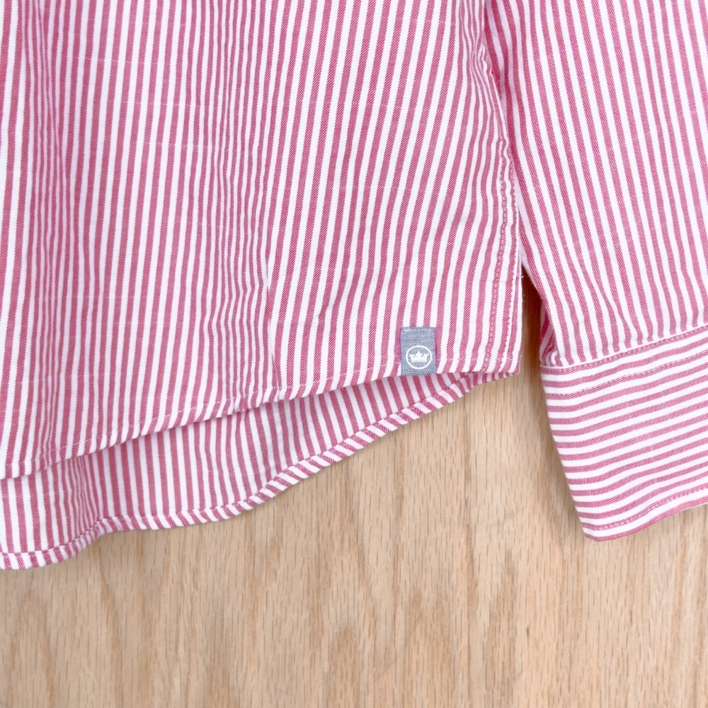 Peter Millar Crown Stripe Button Down Long Sleeve Shirt Red White - Picture 4 of 11